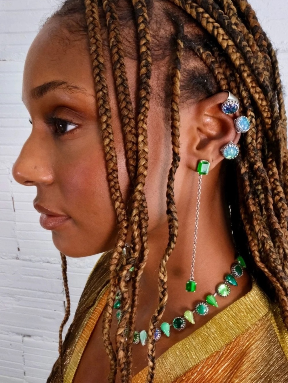 Malachite Drop SINGLE EARRING Green BNWT